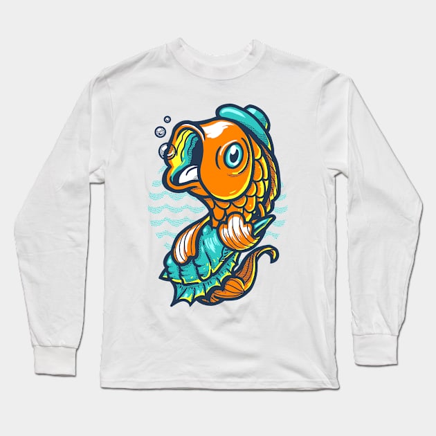 Goldfish Blues and Blobs Long Sleeve T-Shirt by wehkid